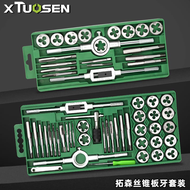 Tuosen 40-piece tap and die set with manual threading wrench and tap wrench