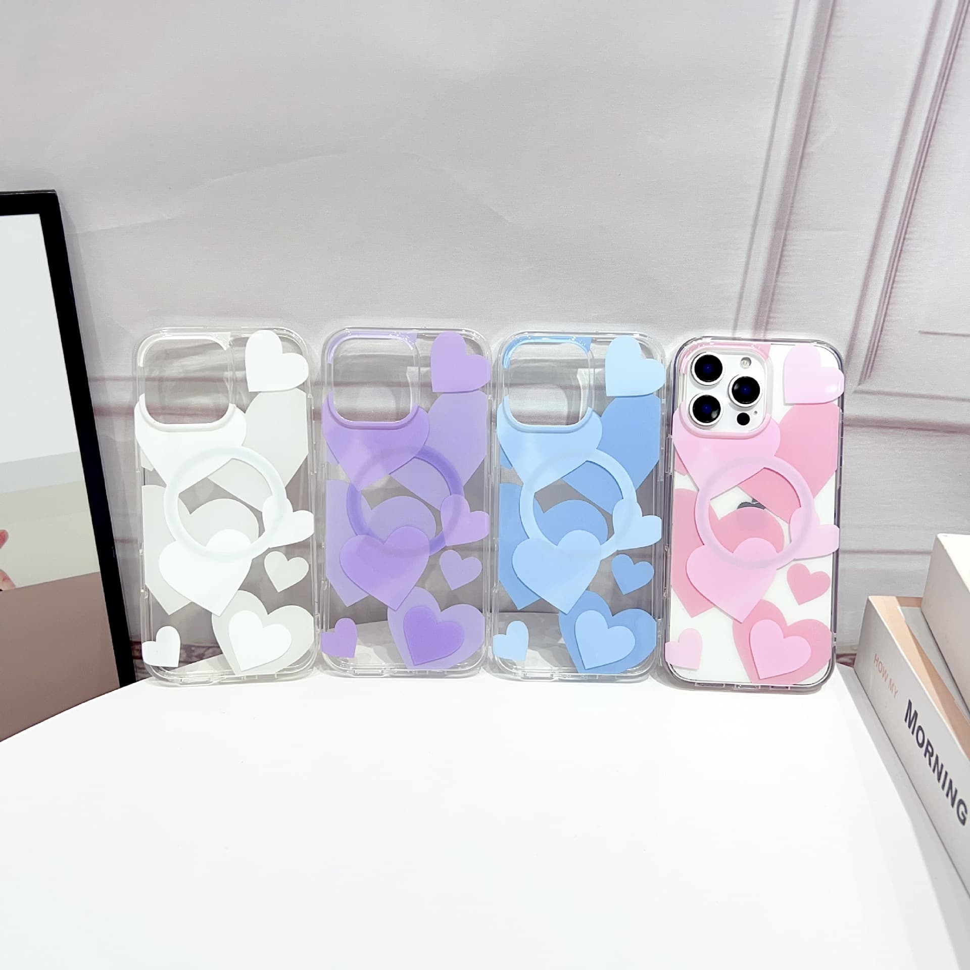 Apple 17 Phone Case Compatible with iPhone 16 Pro Heart Magsafe Magnetic Protective Cover 15 Pro Acrylic