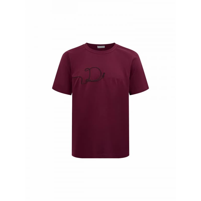 Dior-Style Cd Letter Rope Embroidery Casual Loose-Fitting Unisex Correct Version Round Neck Couple Short-Sleeve T-Shirt