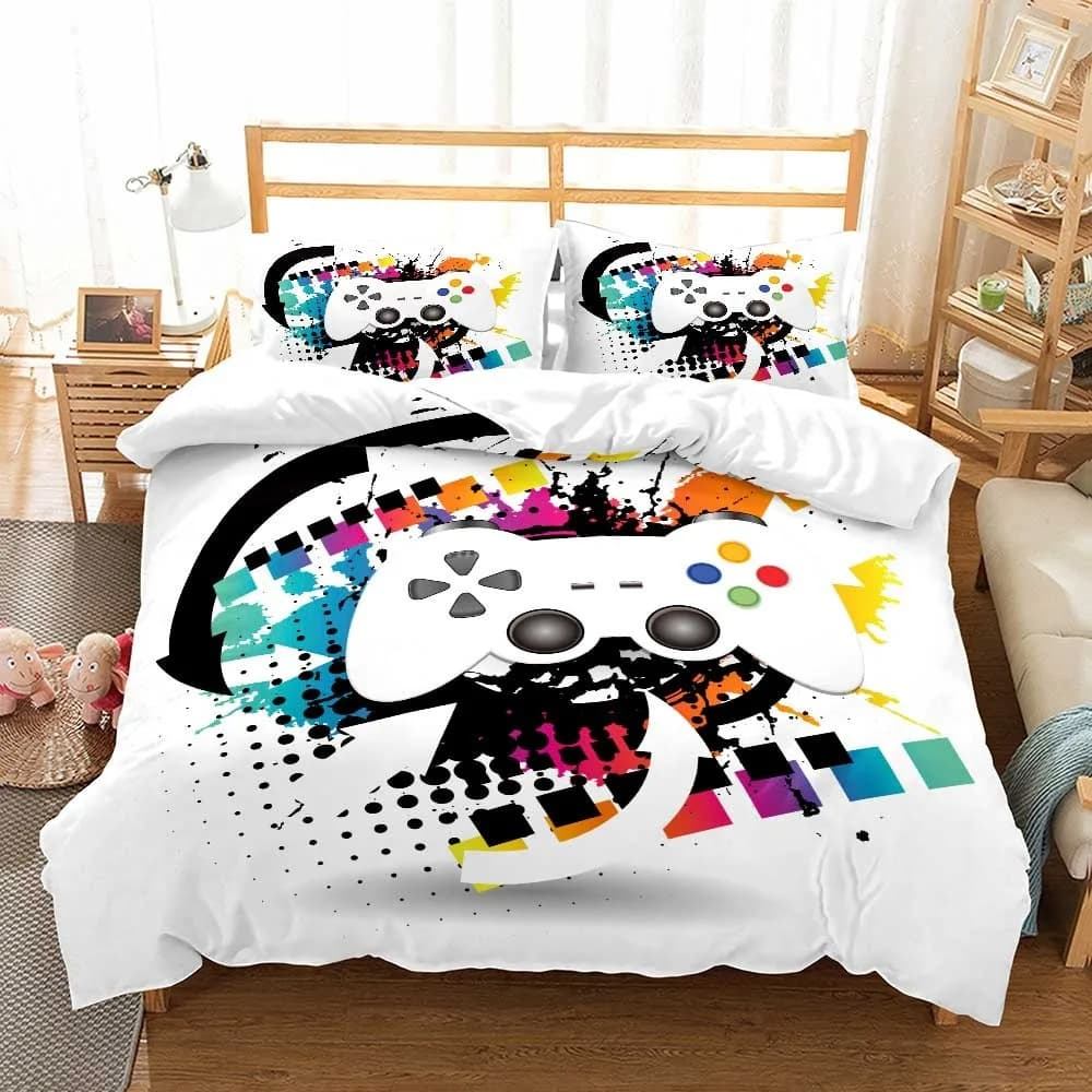 Game Controller Pattern Duvet Cover Set for Kids Teens Gift Bedroom Decor Cross-Border Hot Seller