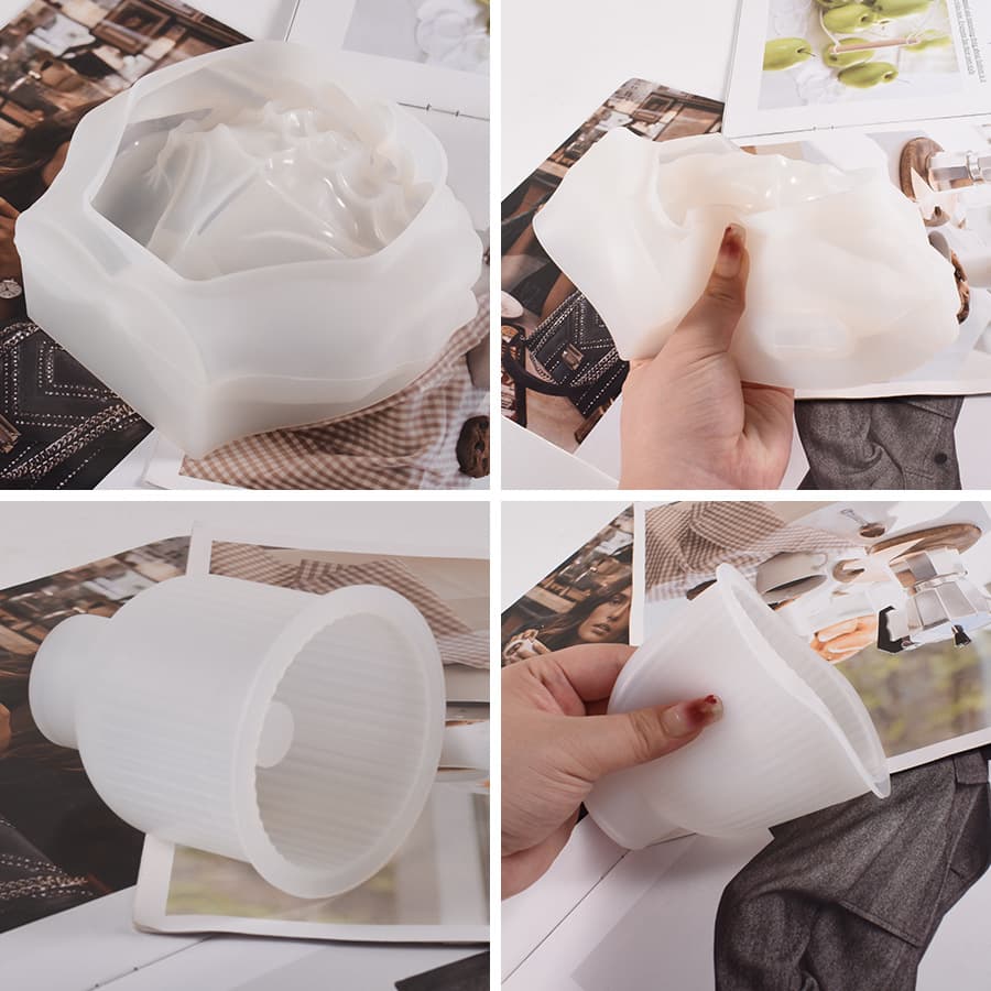 DIY Crystal Resin Mold Living Room Vase Flower Arrangement Decoration Two Hands Potted Plant Gypsum Mold Flower Pot Cross-Border