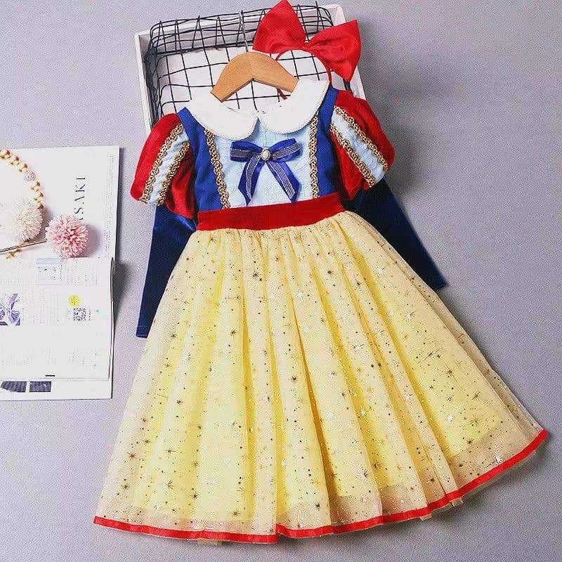 Girls Dress Autumn 2024 New Fashionable Children's Birthday Elsa Frozen Snow White Princess Dress