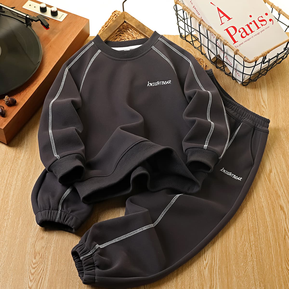 Hero Bear Boys' Spring Outfit Korean Style Academy Windbreaker Sweatshirt Set 6 New Youth Children's Outdoor Loose Clothing