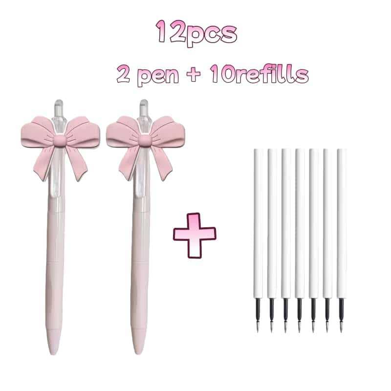 Fresh Ins-style Bow Flower Retractable Gel Pen, ST Tip, High Quality, Student Gift Pen for Girls