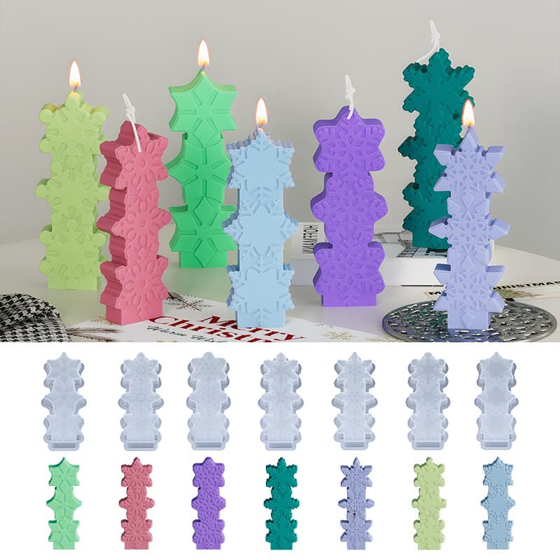 Banana Plaster Triple Snowflake Candle Mold DIY Christmas Multi-Style Snowflake Resin Epoxy Mold