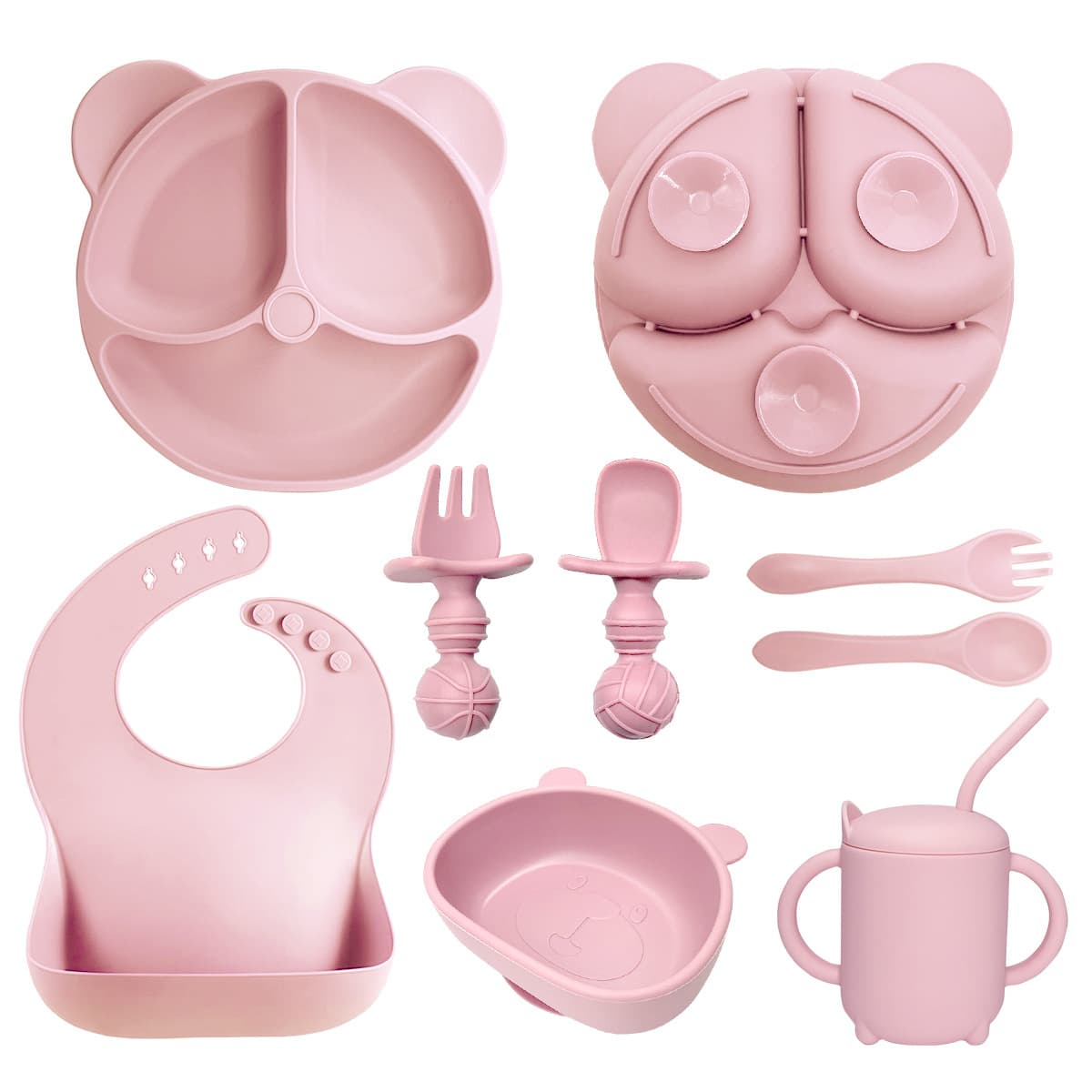 Factory direct supply baby silicone tableware children baby one-piece complementary bowl feeding set silicone plate bear