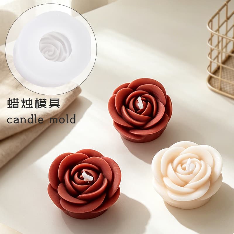 Couple Rose Scented Candle Silicone Mold DIY Creative Petal Aromatherapy Stone Gypsum Ornament Chocolate Cake