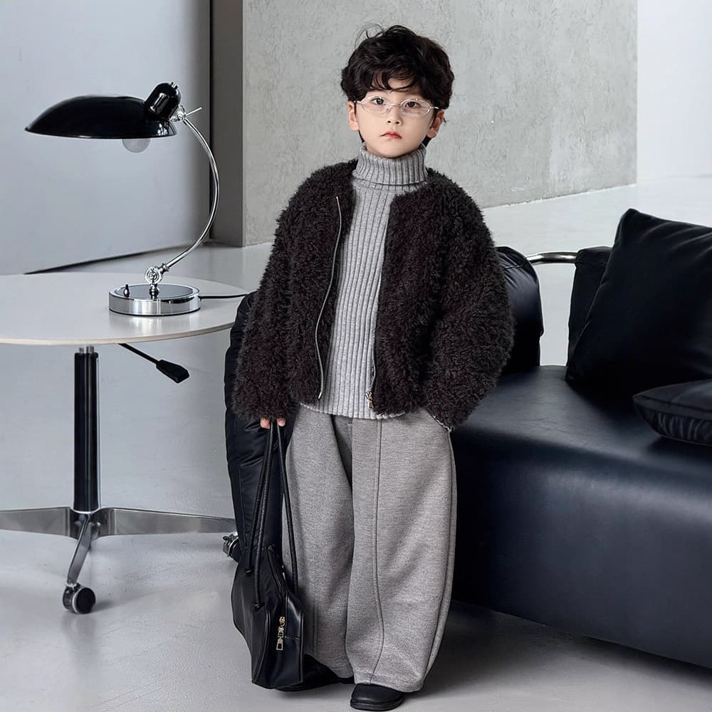 Boys' Jacket 2025 Autumn/Winter New Style Warm Cotton-lined Fleece Jacket Gray Trendy Baby One-piece Dropshipping