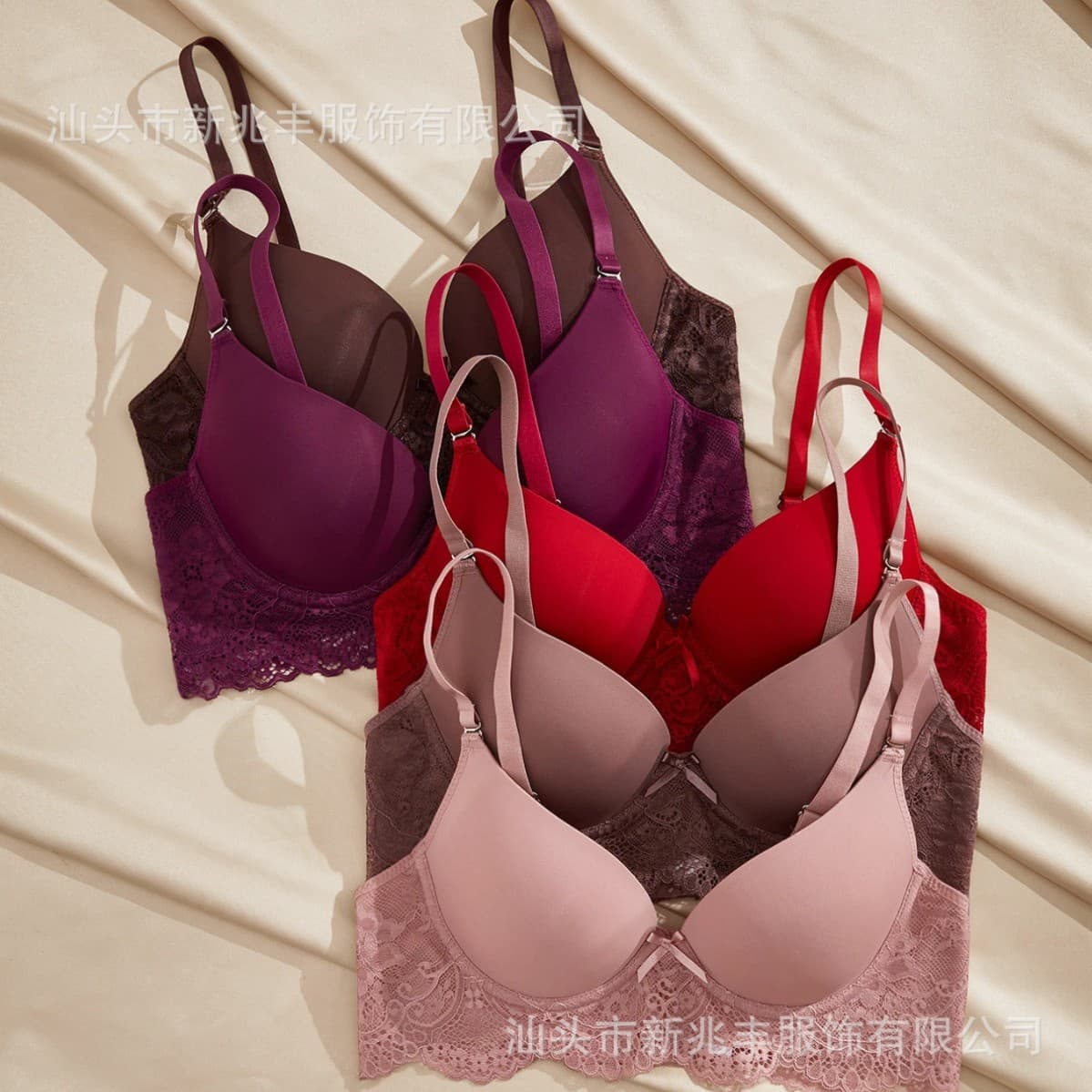 Cross-border Smooth Lace Bra for Small Bust Push-up with Underwire, Side Coverage, Anti-sagging Sexy Women's Bra