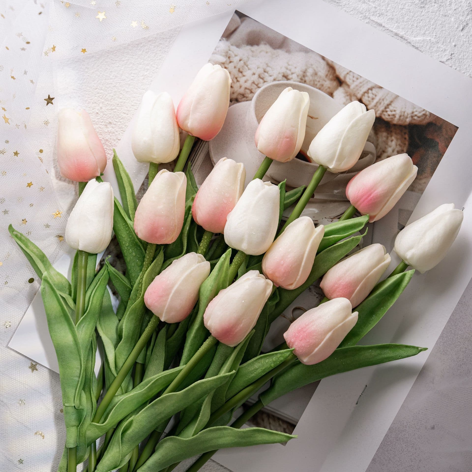 Handheld Home PU Mini Tulip Cross-Border Wholesale Simulation Flower Silk Flower Wedding Home Artificial Flower INS Style Decoration