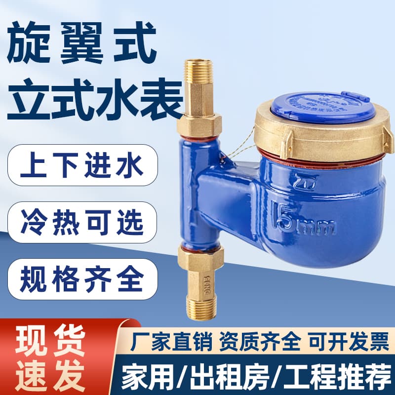 Vertical water meter for household tap water (4-point/6-point), rotary vane type, high sensitivity, Ningbo Fengtian water meter, rental property hot water meter