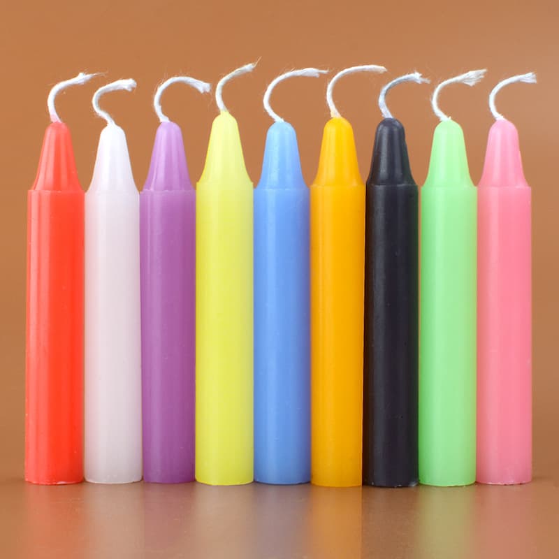 Odorless Miniature Multicolor Small Experimental Handmade Thin Short Candles for General Lighting Blue Purple Pink Black Wax