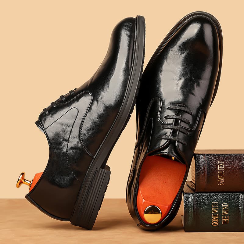 Men's Genuine Leather Oxford Shoes British Style Korean Trend Casual Height-Increasing Business Formal Dress Shoes Wedding Shoes