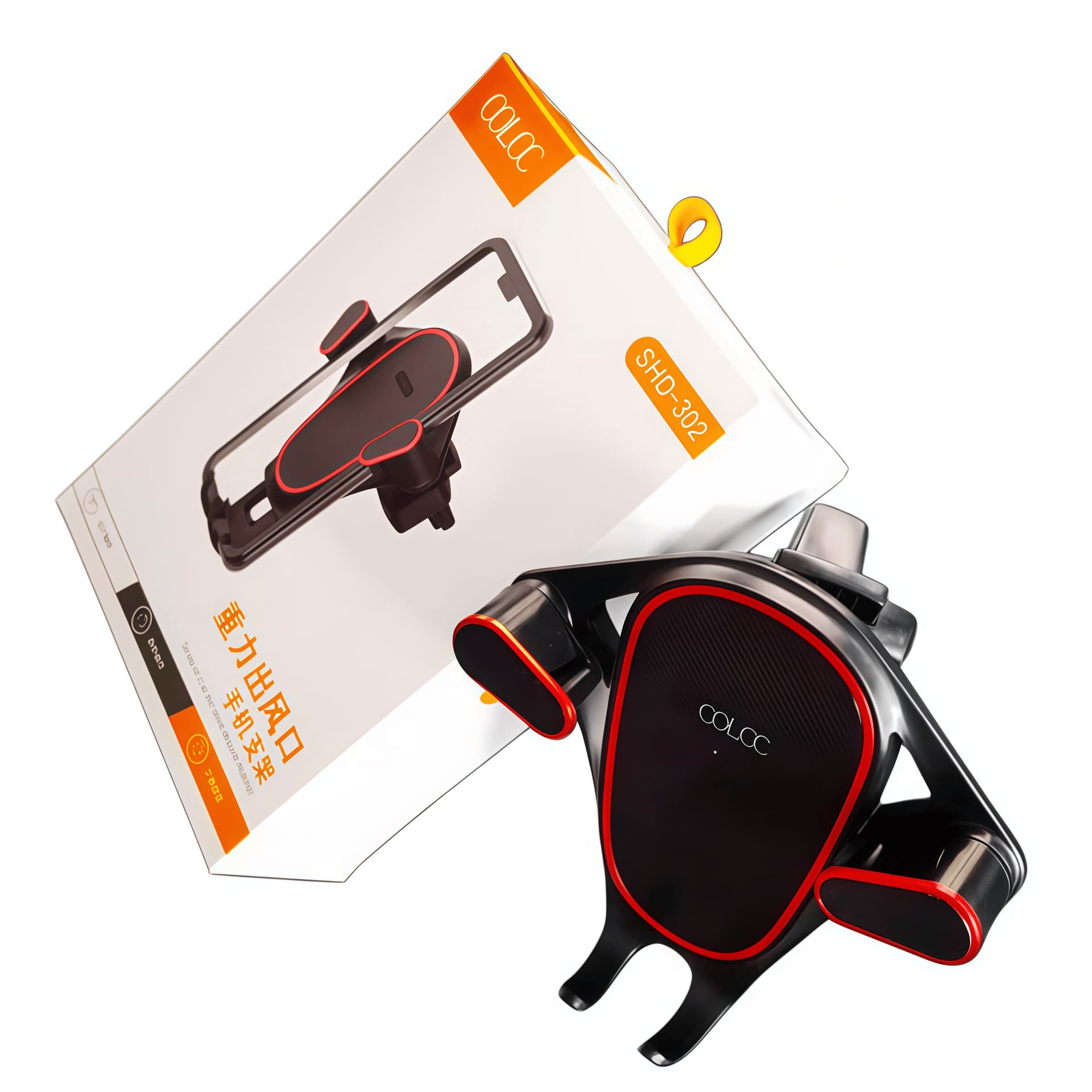 Car Phone Mount, Universal Air Vent Gravity Support Holder, New Smart Navigation Fixed Clip, Black and Red