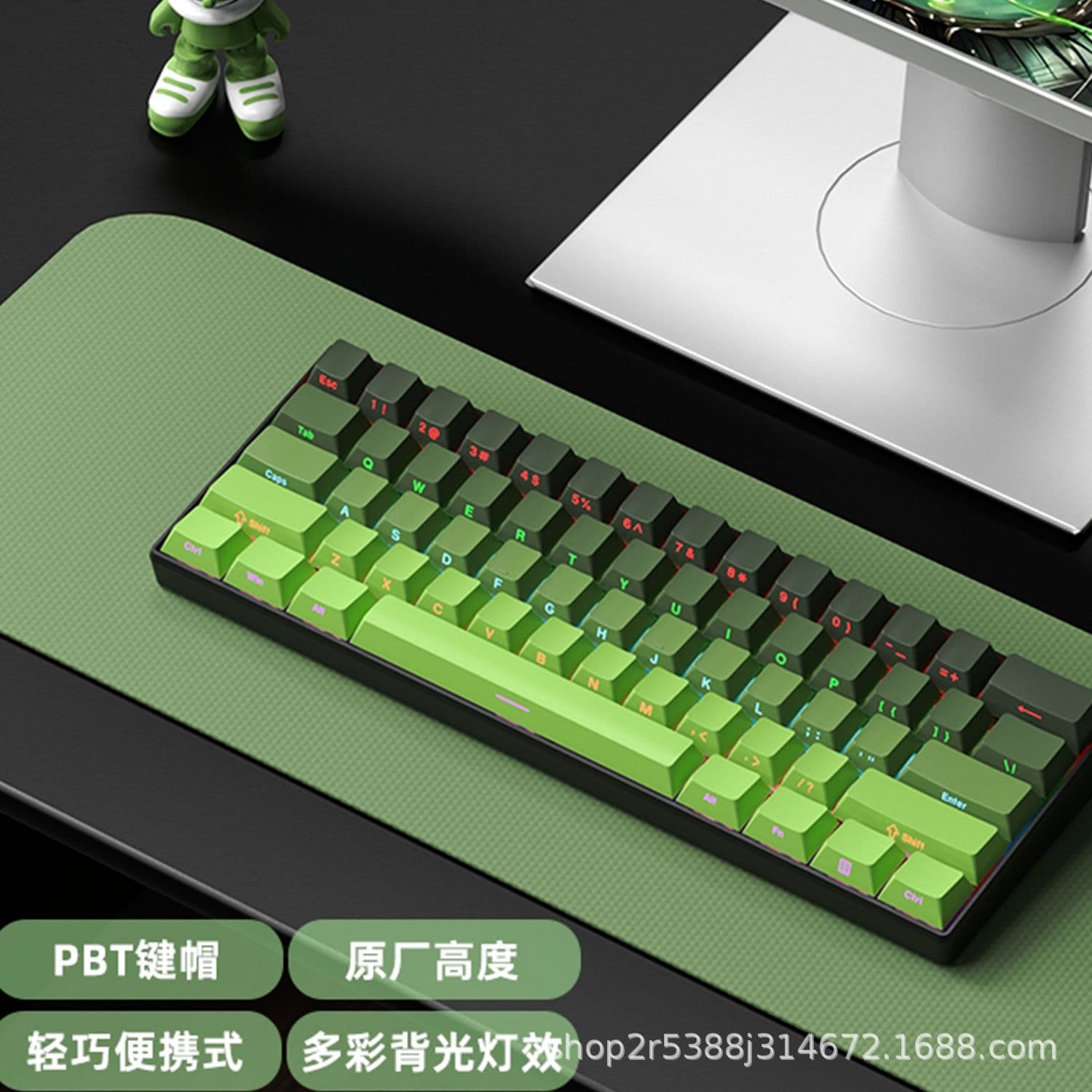 Special Wholesale Real Mechanical Keyboard Cross-Border Amazon 61-Key 68-Key Keyboard Mixed Light Wired Green and Red Switch Gaming