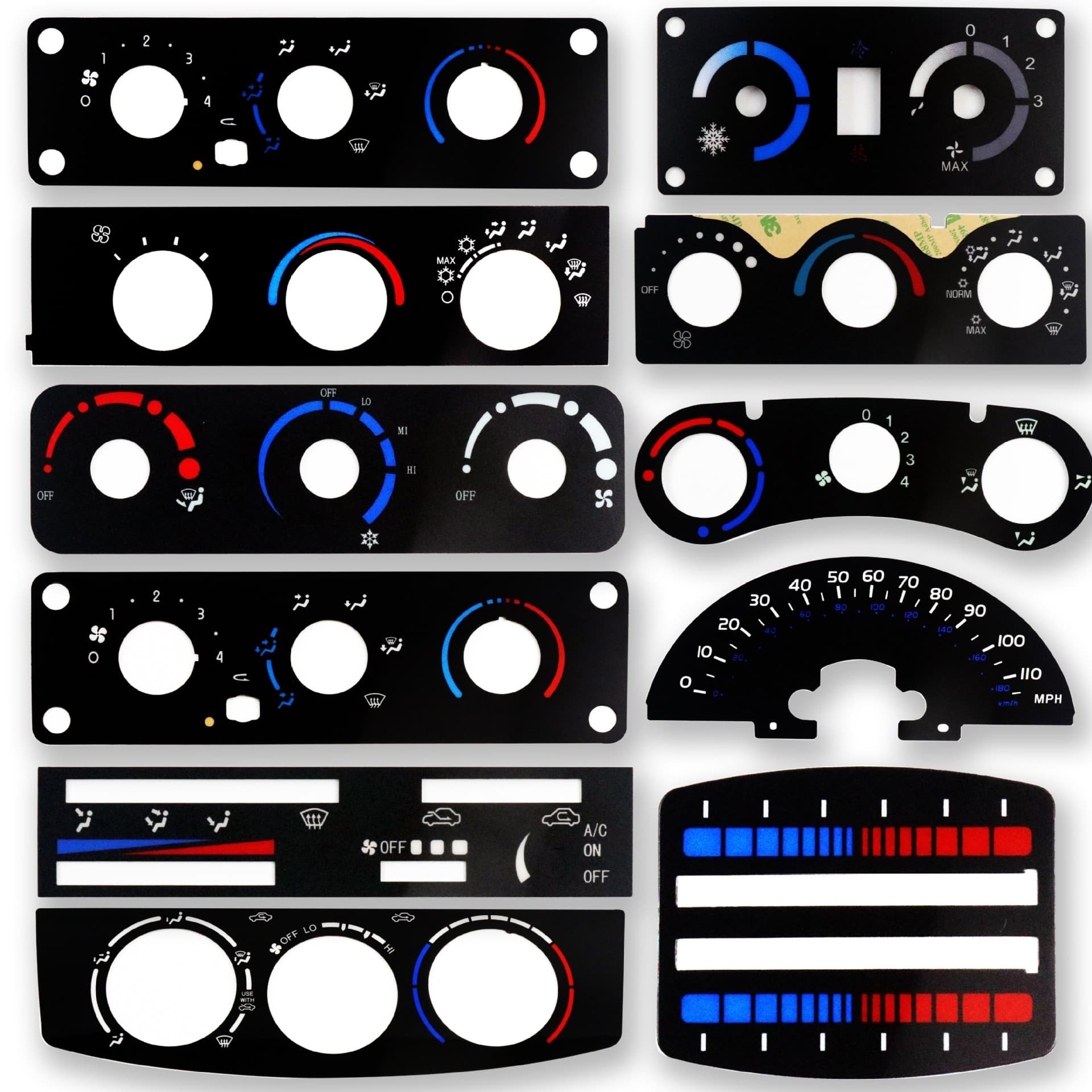 Custom car scale gauge panel, car heater film panel, instrument gauge panel.