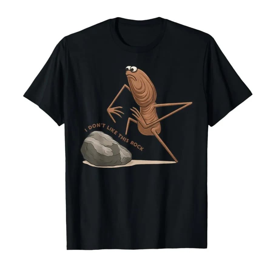 Funny Marcus Worm I Don't Like This Rock Meme Men's T-Shirt Women's T-Shirt Short Sleeve Top 1008-1