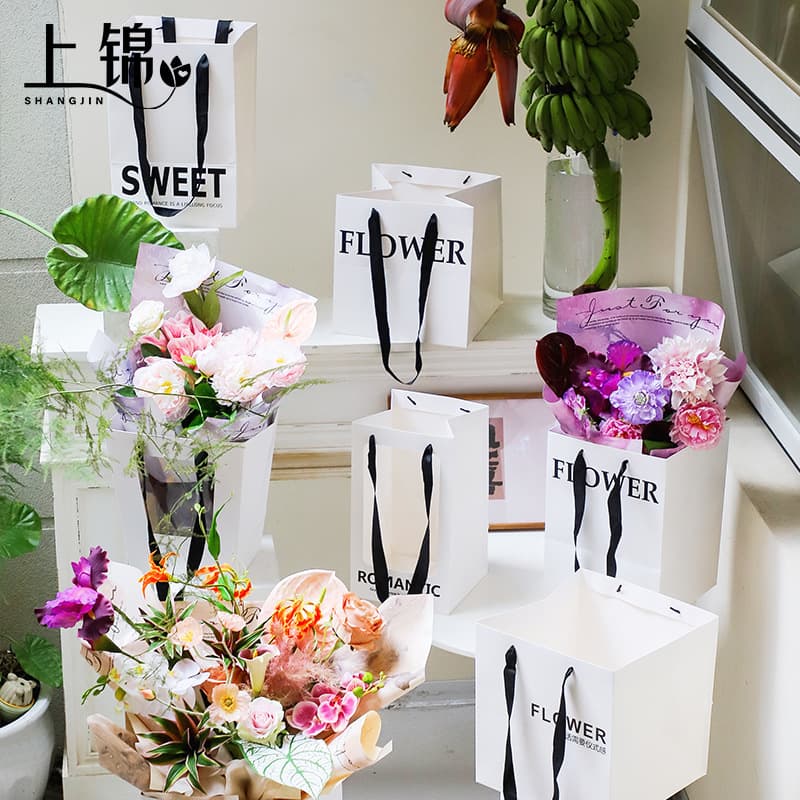 [Customized] Flower Handbags Internet Celebrity Bags Bouquet Materials Wholesale Flowers Bouquet Bags Gift Bags Flower Shop Materials