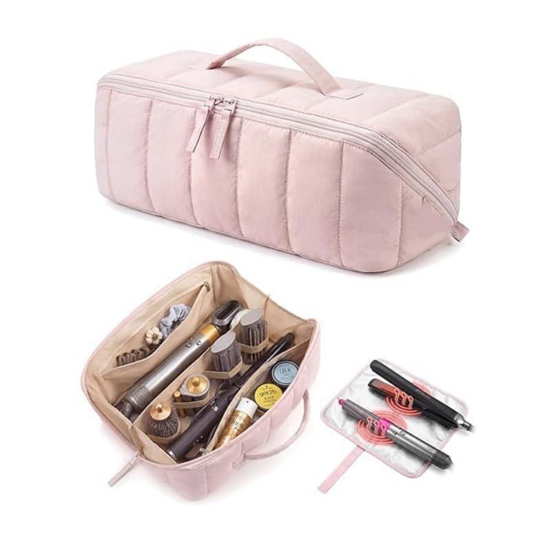 Amazon niche rhombus cosmetic bag pillow bag multi-functional fashion cosmetic bag portable out-and-out curling iron storage