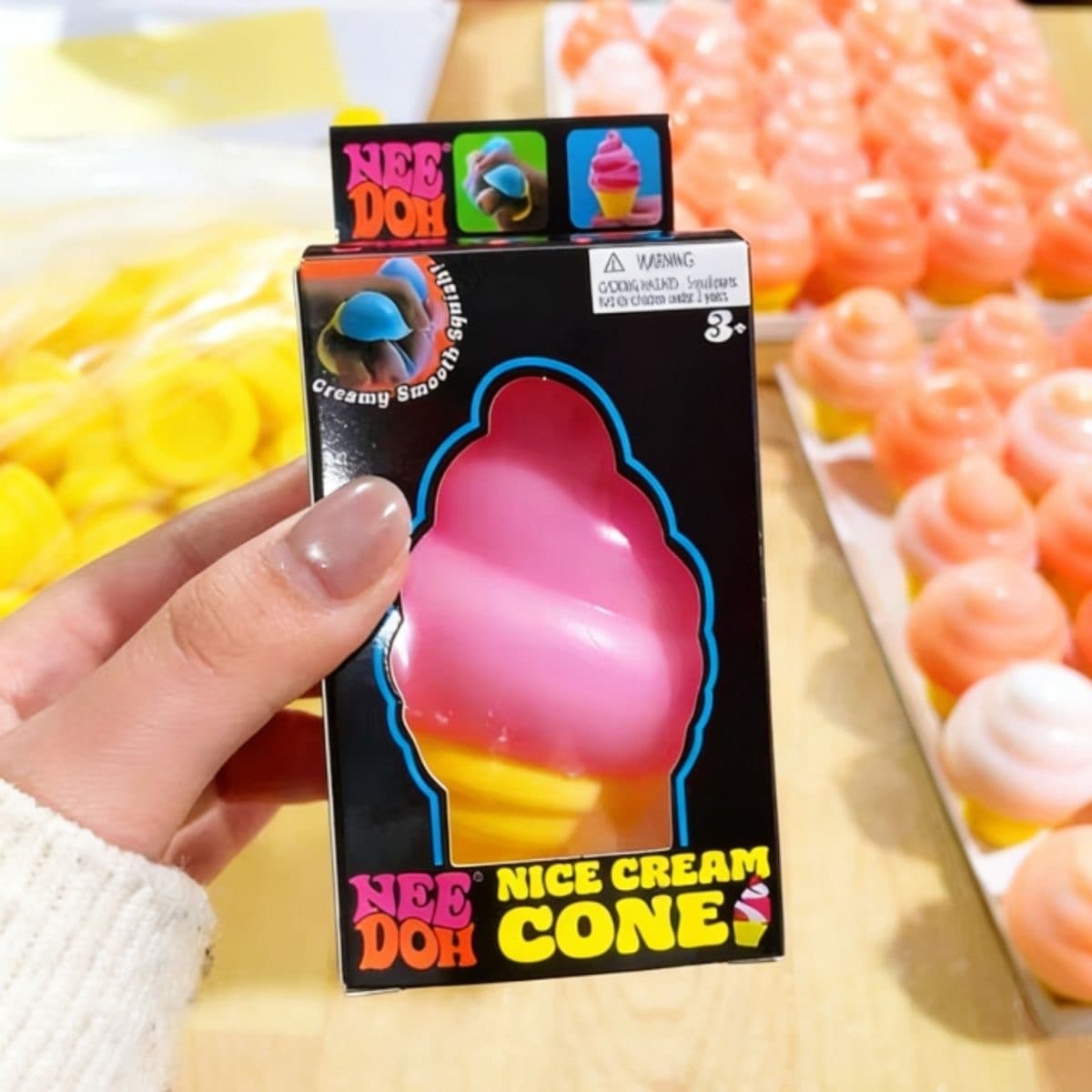 Nee Doh Ice Cream Squeeze Stress Relief Toy for Students, Fun Little Surprise Squeeze Toy