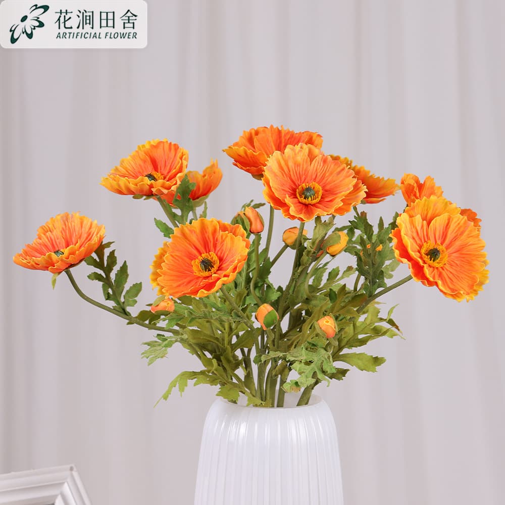 EVA Poppy Artificial Flowers - Flat-Mouth Corn Poppy for Wedding, Home, Living Room Decoration and Floral Arrangements