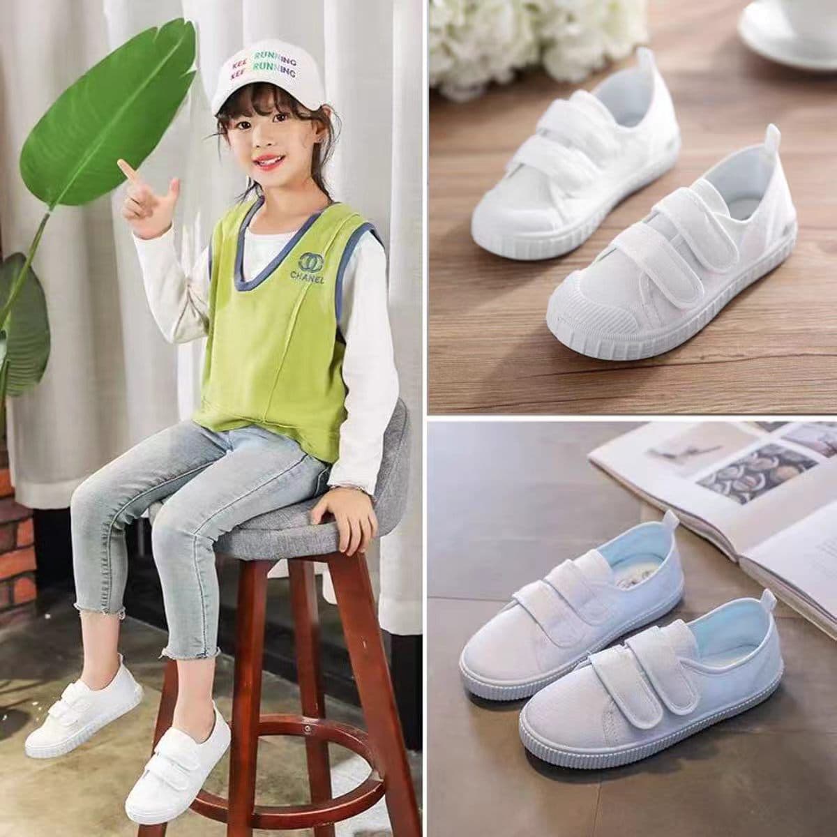 Spring/Summer New Indoor Anti-Slip Children's White Canvas Shoes, Performance Shoes, Kindergarten Dance Shoes, Single Shoes Wholesale