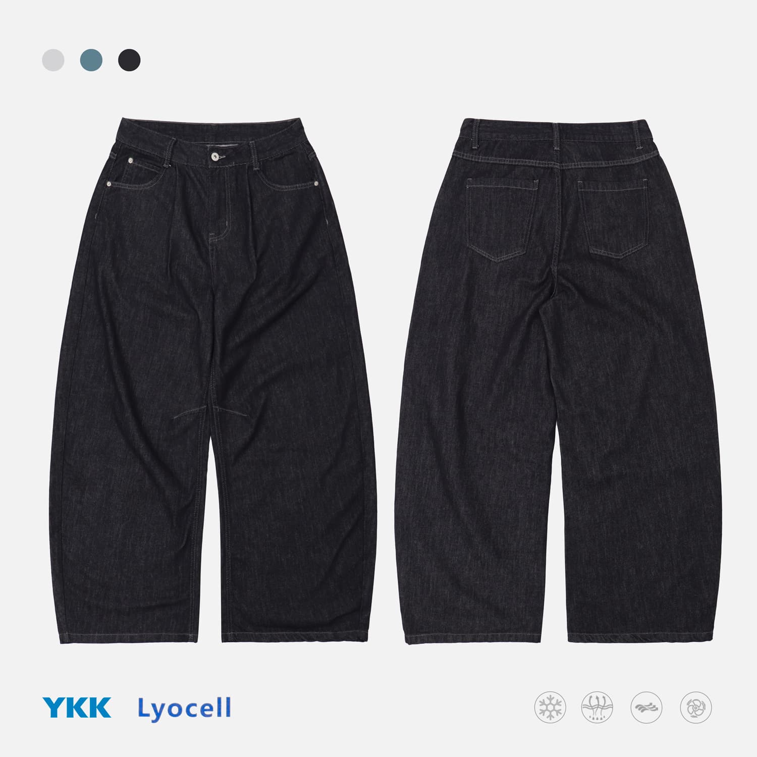 TRS Minimalist Series | 26SS Lyocell Comfort Anti-Fade BAGGY Wide-Leg Dropped Curved Jeans for Men and Women