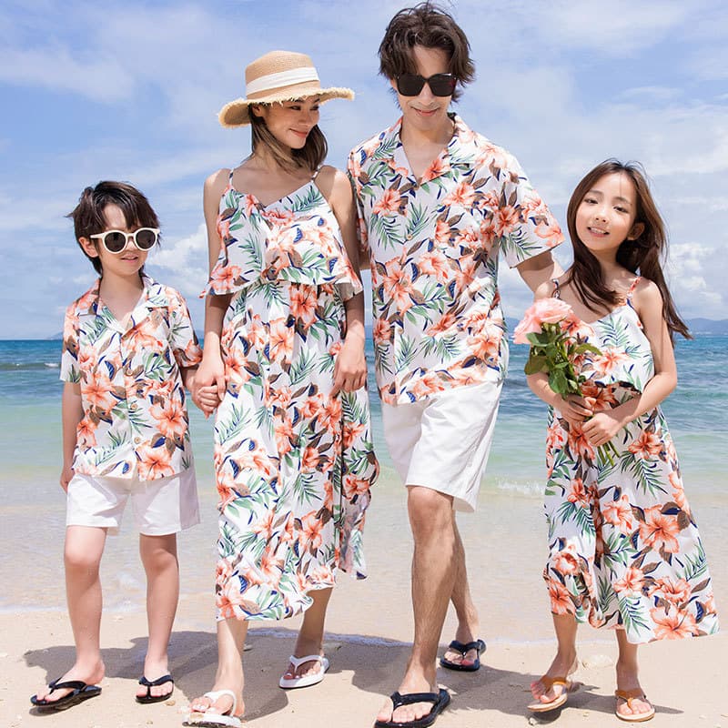 Special family matching high-end summer beach dress for family of four, mother-daughter dress suitable for photos, stylish