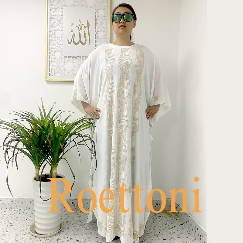 Cross-border Abaya African Plus Size Women's Dress Middle Eastern Muslim Dress European and American Batwing Sleeve Long Rhinestone Spring