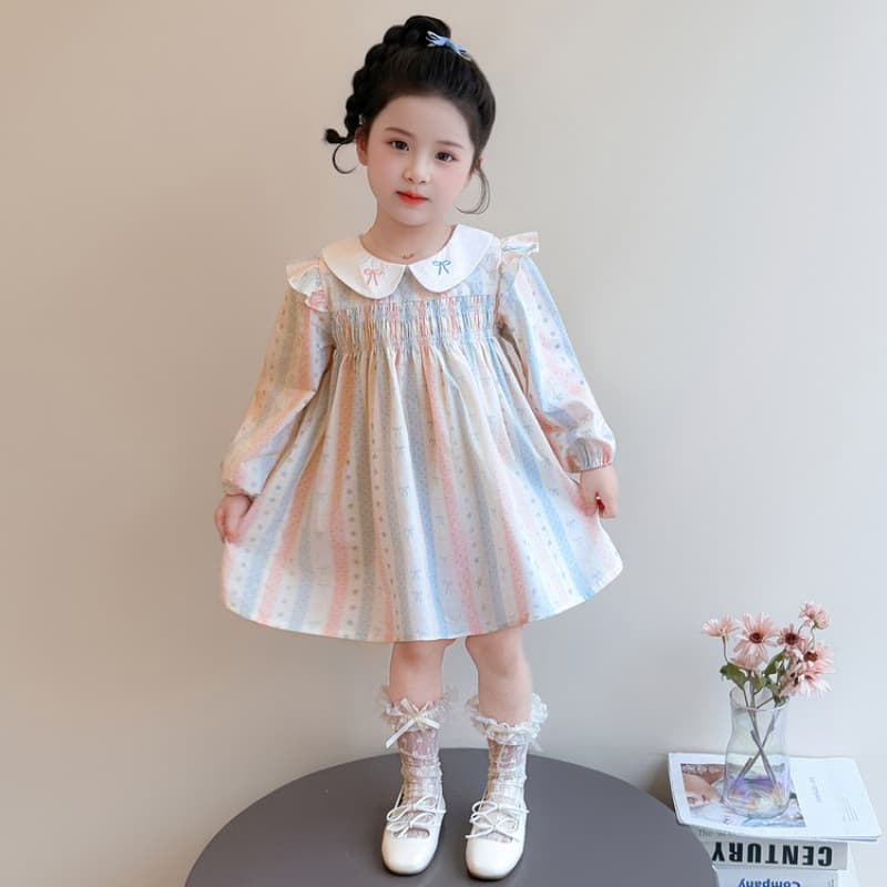 Girls Dress Spring 2026 New Children's Beautiful Western Style Printed Floral Girls Spring and Autumn Cotton Skirt