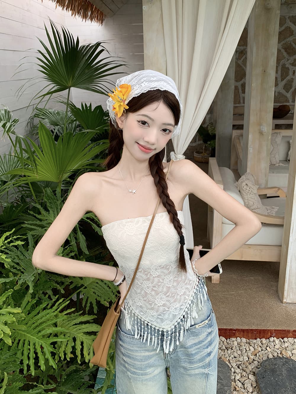Sexy Lace Tassel Corset Camisole Top for Women, Summer Trendy Waist-Cinching Sleeveless Outerwear or Innerwear