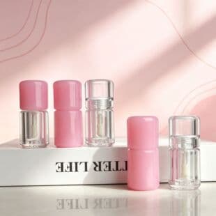 In Stock 3ml Transparent Double-Layer Lip Gloss Tube Pink Chunky Thick-Barrel Lip Brush Lip Gloss Empty Bottle