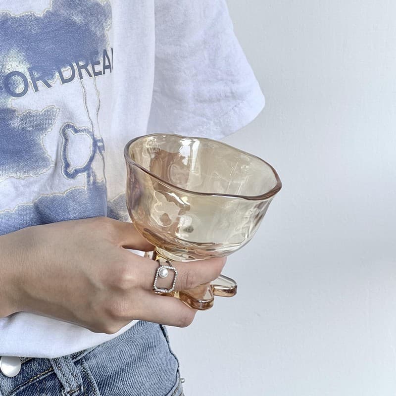 Retro ins flower ice cream cup ice cream cup pudding yogurt dessert cup glass cup oatmeal bowl breakfast cup