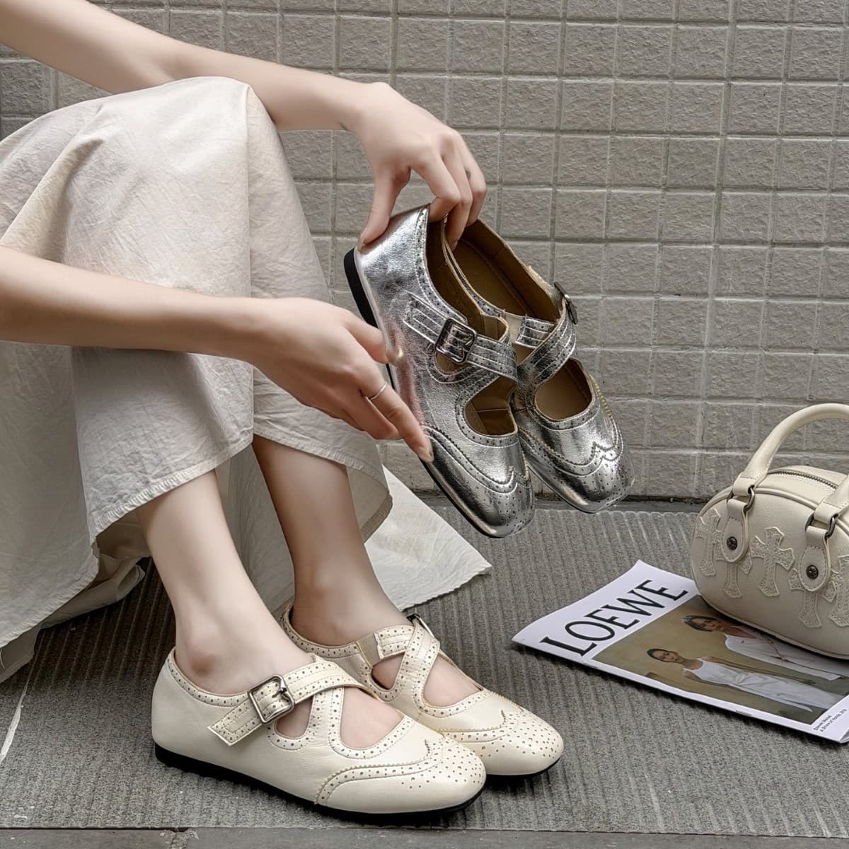 Fashionable Mary Jane Shoes for Women 2026 Spring New Flat Shallow Single Shoes Elegant British Style Leather Shoes