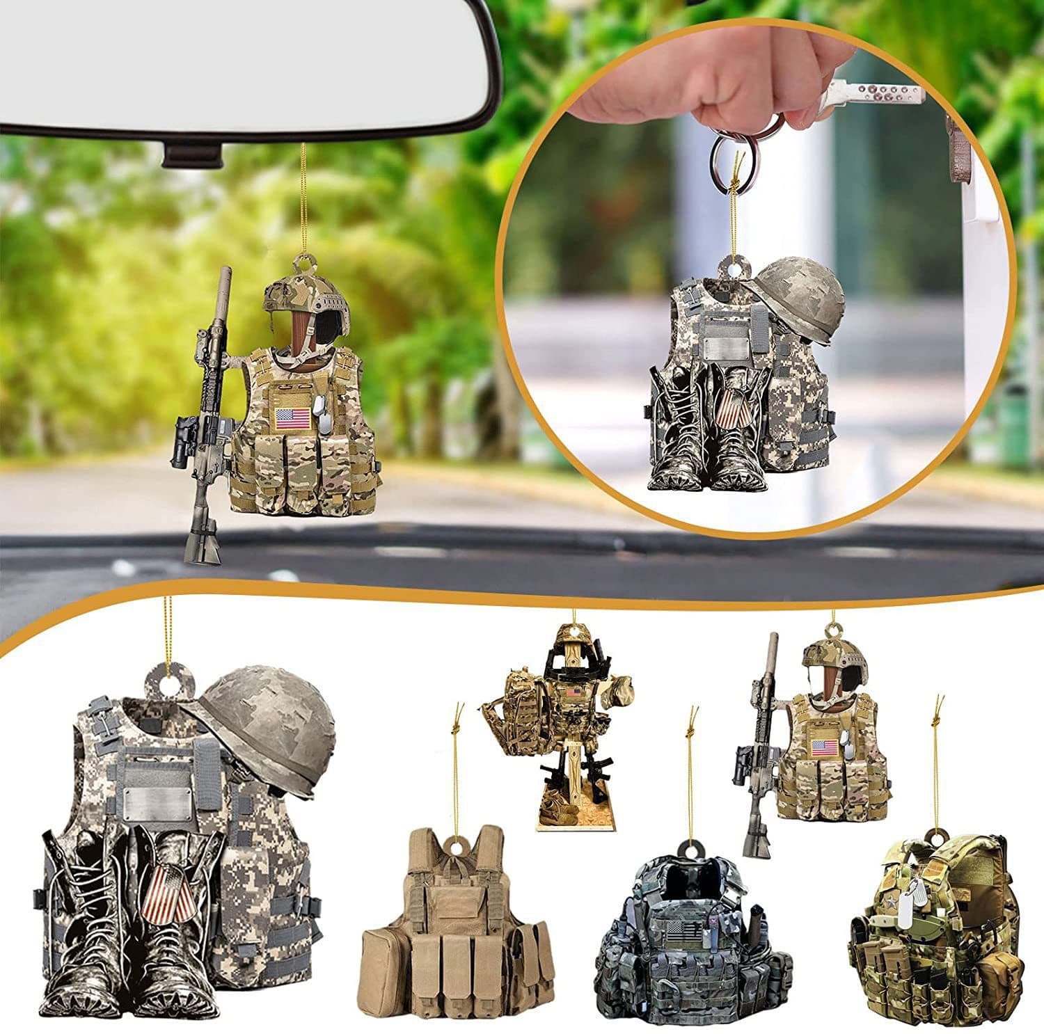 Independent site Amazon new product car rearview mirror pendant backpack key ring accessories car interior pendant