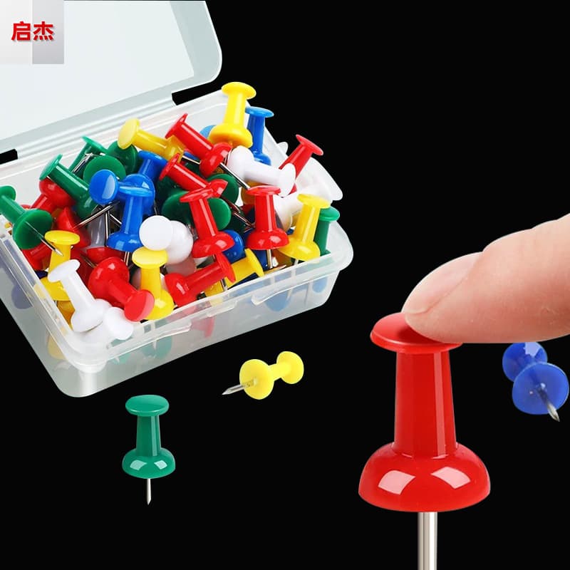 50 I-shaped push pins, colorful push pins, cork board tacks, photo wall decoration push pins, metal marking nails