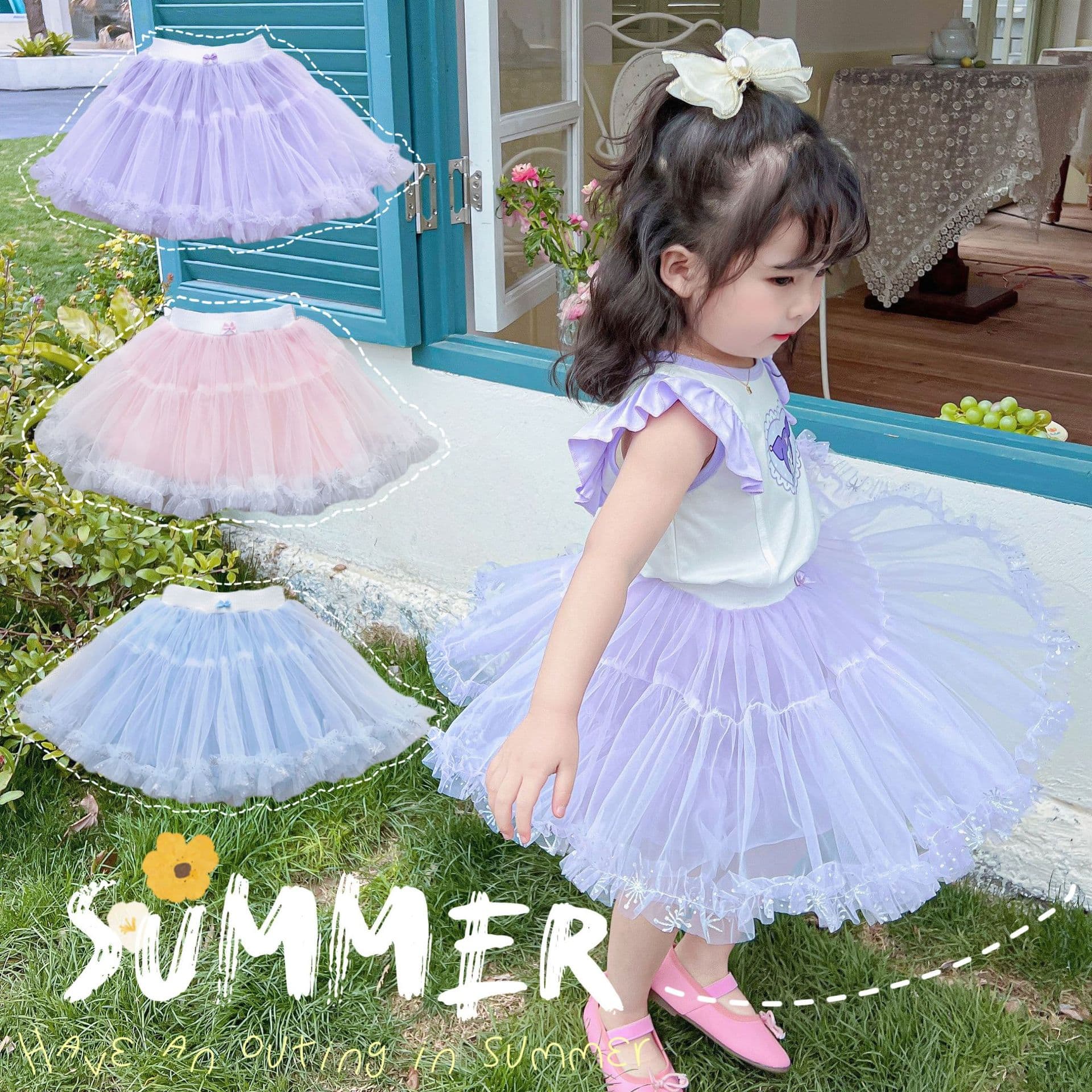 2023 Summer New Girls Mesh Skirt Half Skirt Cake Skirt Tutu Skirt Princess Skirt Versatile Cute Skirt