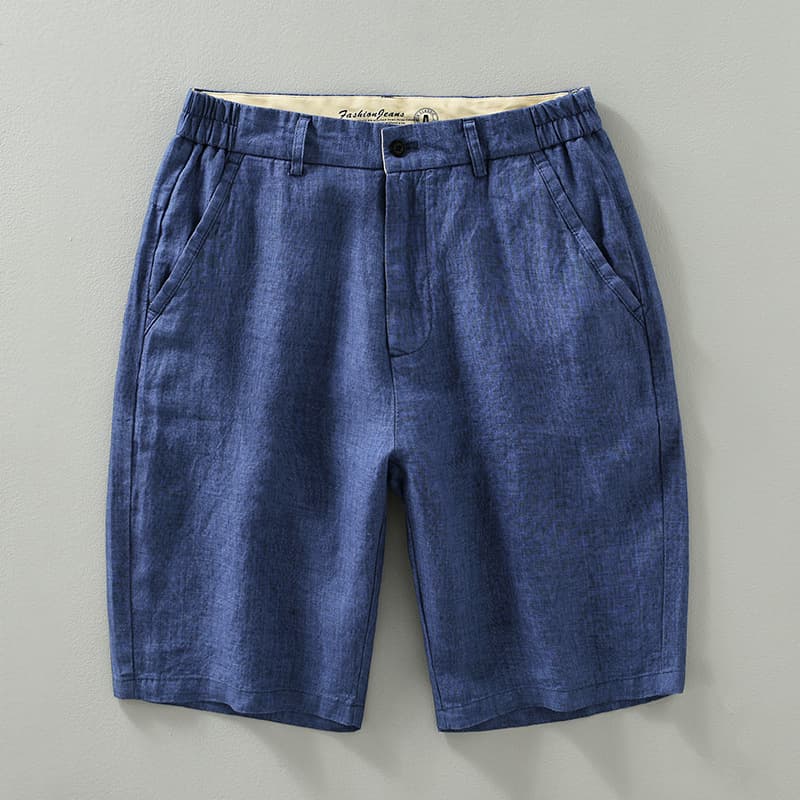 1339 Yarn-Dyed Linen Shorts for Men, Loose Fit Plus Size, Summer Thin Cotton-Linen Five-Point Shorts, Straight-Leg Linen Beach Shorts