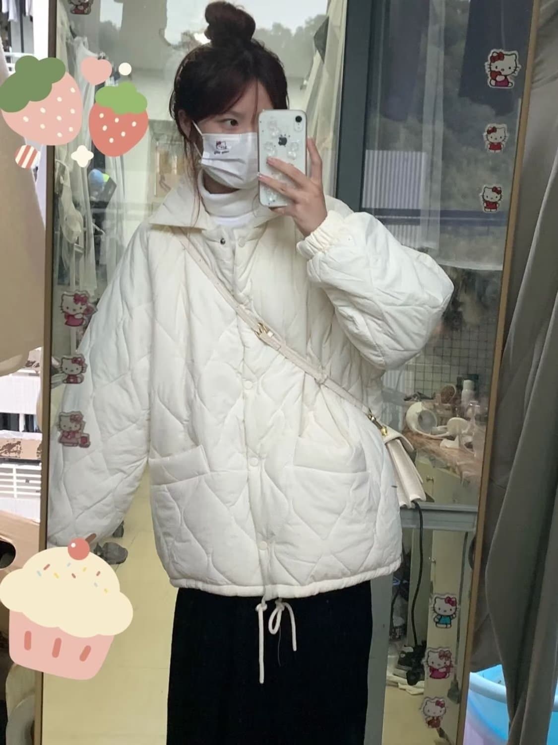 Korean Style Winter New American Student Korean Cotton Jacket Unisex, Diamond Quilted Cotton Padded Coat Oversize Outerwear