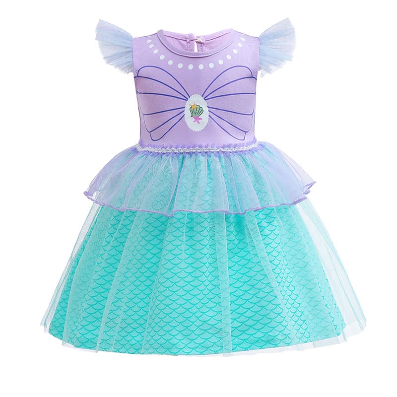 New Children's Mermaid Princess Dress Girls' Christmas Dress Printed Cotton Girls' Dress