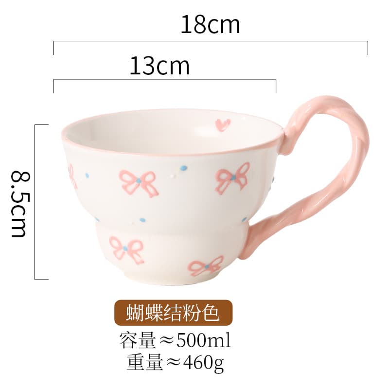 Large Capacity Ceramic Breakfast Cup Water Mug High Appearance Milk Cup Oatmeal Breakfast Cup Curved Handle Mug
