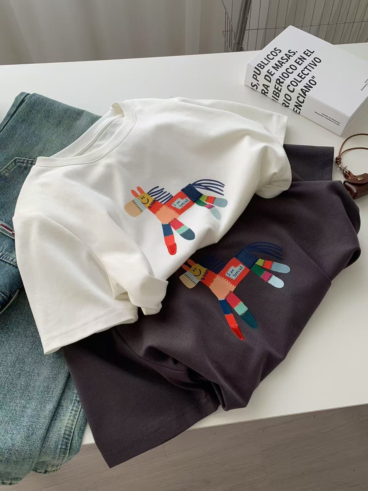 Looks Good with Any Outfit~ Colorful Pony Embroidery Short-Sleeve T-Shirt for Women, Age-Reducing Versatile Round-Neck Base Shirt Top for Summer