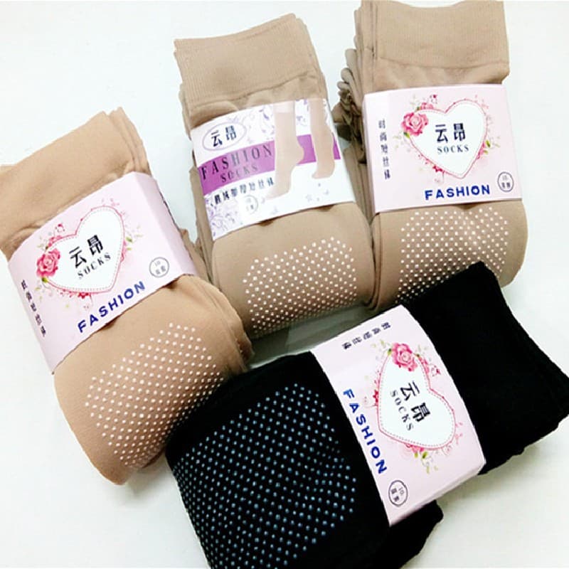 Velvet Short Stockings Women Comfortable Breathable Massage Sole Anti-Slip Medium Thick Dot Glue Women's Stockings Foreign Trade Socks Wholesale
