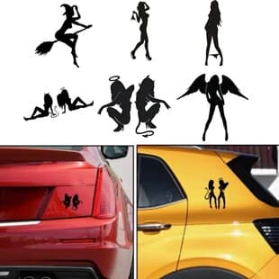 Angel Girl Car Sticker Devil Lady Decal Back-to-Back Beauty Body Decal R-300