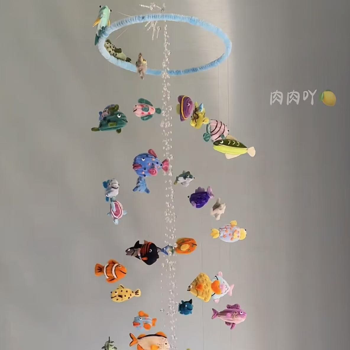 Xiaohongshu Same Style Twist Tie Marine Small Fish Wind Chime Overhead Hanging Decor Material Pack Handmade DIY Gift for Bestie Friends