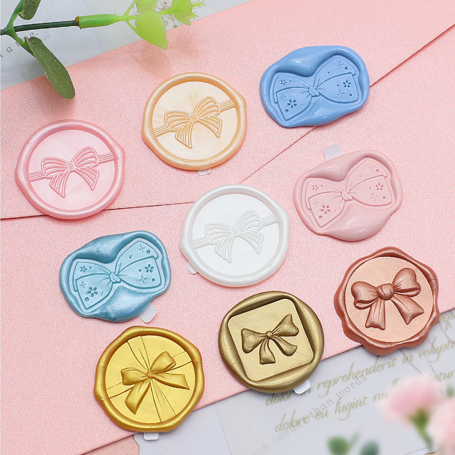 Wholesale Bow Knot Wax Seal Stickers for Wedding Invitation Envelope Decoration, Embossed Wax Seal Stickers for Envelope Sealing