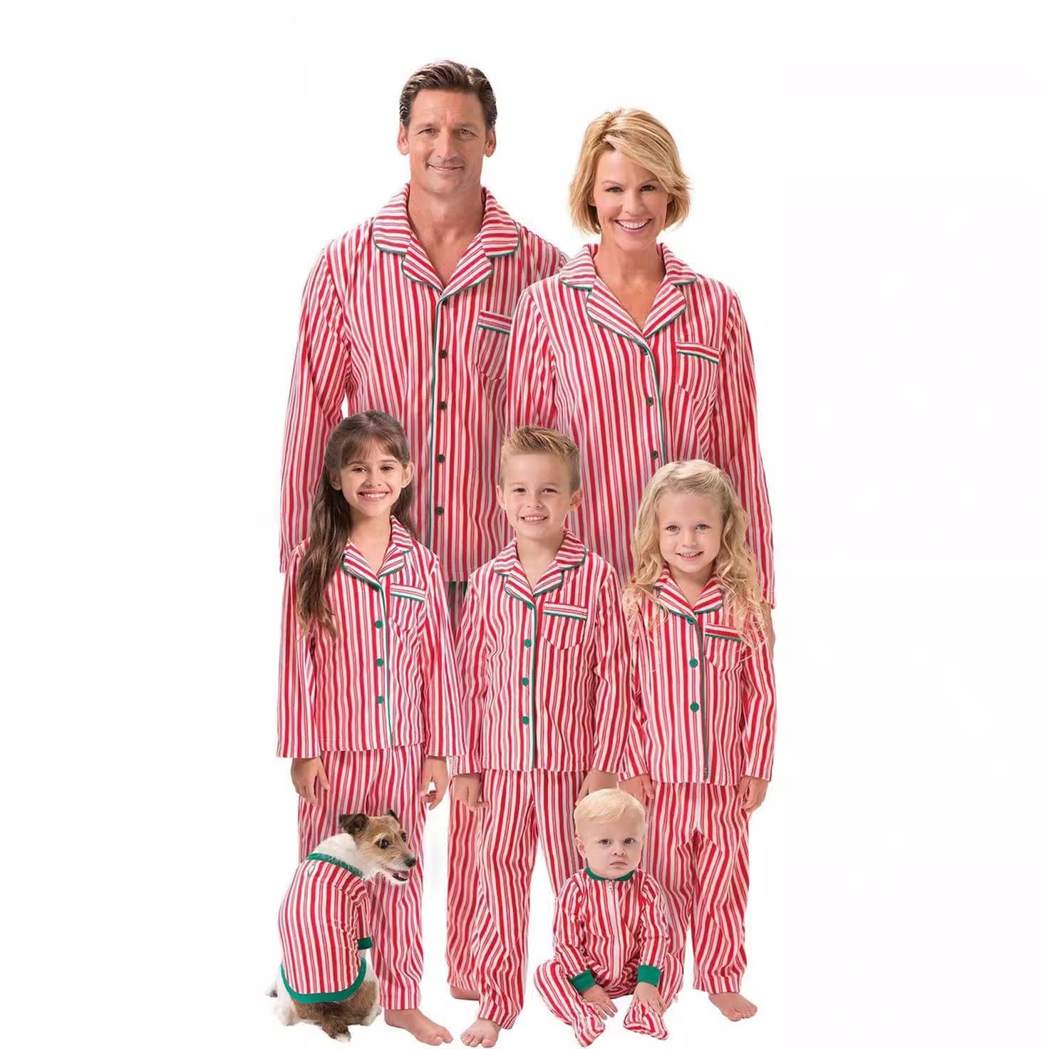 Cross-border European and American Family Christmas Matching Striped Pajamas Homewear Christmas Pajamas