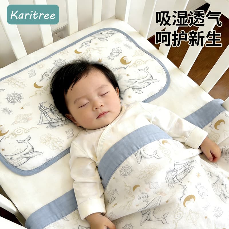 Baby cloud pillow, baby gauze pillow cover, eight-layer bamboo cotton gauze cloud pillow, newborn pillow cover, burp and spit-up milk towel
