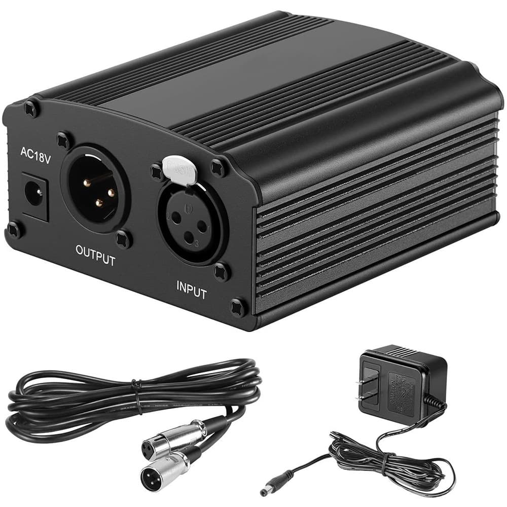 48V Phantom Power Supply for Large Diaphragm Condenser Microphone USB Interface Powering Live Broadcast Equipment