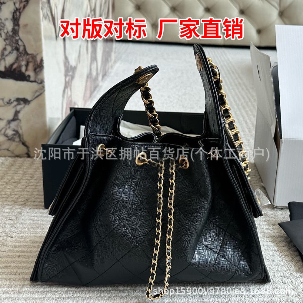 Xiao Xiang Jia New 25C Drawstring Bucket Bag, Chanel-style Hobo Shoulder Bag, Single Shoulder Handheld Hippie Bag